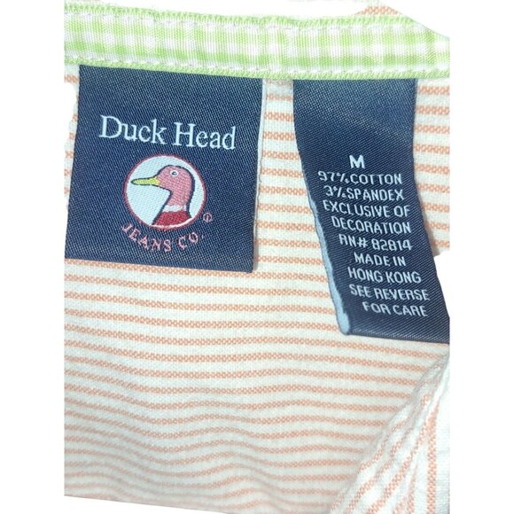 Duck Head Jeans Co. Womens Striped Button-Down Shirt M Peach/White Causal Preppy - Picture 6 of 8